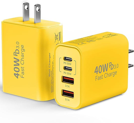 USB C Wall Fast Charger Block, 40W 4-Port Type C Chargers Fast Charging Blocks by Duloch