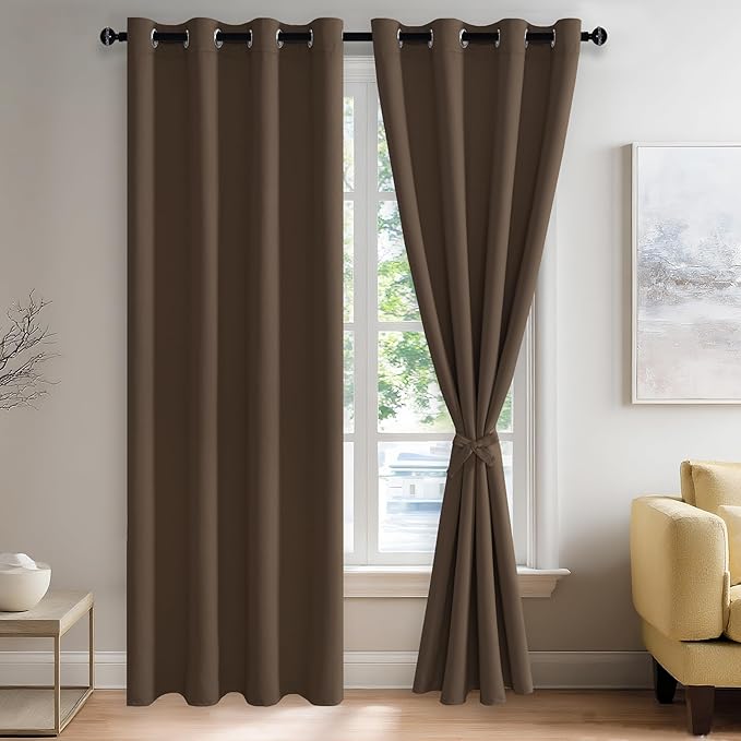 JIUZHEN Blackout Curtains with Tiebacks by JIUZHEN