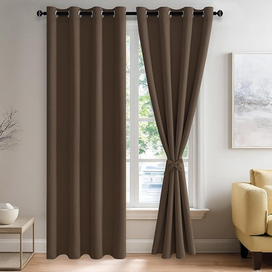 JIUZHEN Blackout Curtains with Tiebacks by JIUZHEN