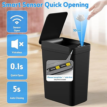Bathroom Trash Can with Lid, 2 Pack 4 & 2.2 Gallon Automatic Touchless Garbage - Image 7