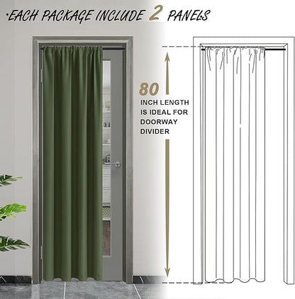 JIUZHEN Blackout Doorway Curtains 80 inch Length - Image 2