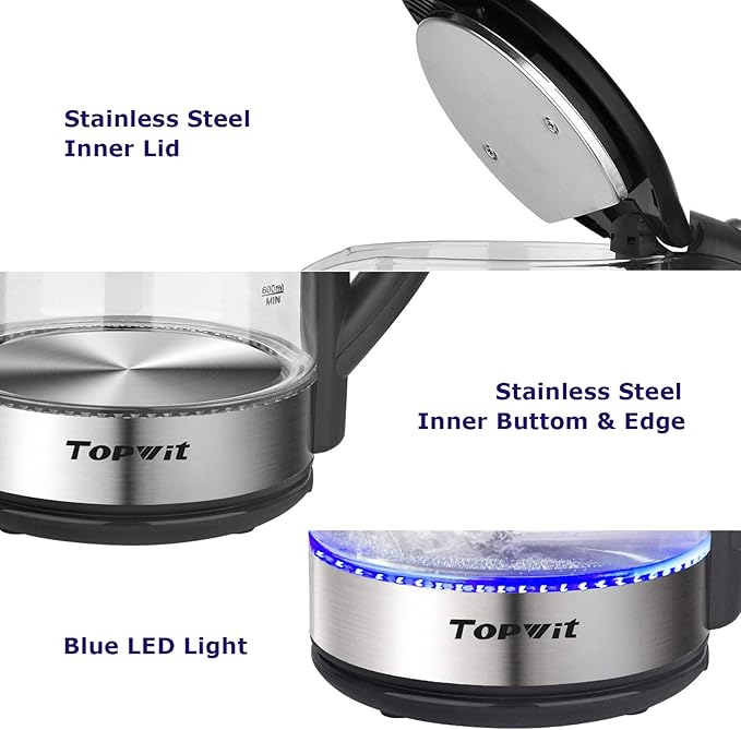 TOPWIT Electric Kettle Glass Hot Water Kettle, 2.0L Water Warmer, BPA-Free - Image 4