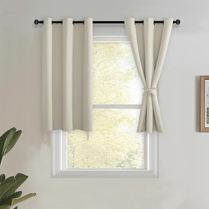 JIUZHEN Short Curtains Kitchen Half Window Blackout Curtains by JIUZHEN