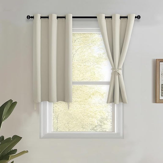 JIUZHEN Short Curtains Kitchen Half Window Blackout Curtains by JIUZHEN