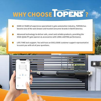 TOPENS XD851 Smart Gate Opener for Heavy Duty Single Swing Gates Up to 18ft - Image 8