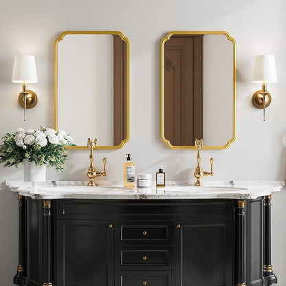 22x34 Inch Gold Bathroom Mirror, Metal Framed Wall Mirror - Image 9