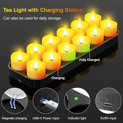 YiaMia 12 Pack Upgraded Rechargeable Tea Lights - Image 3