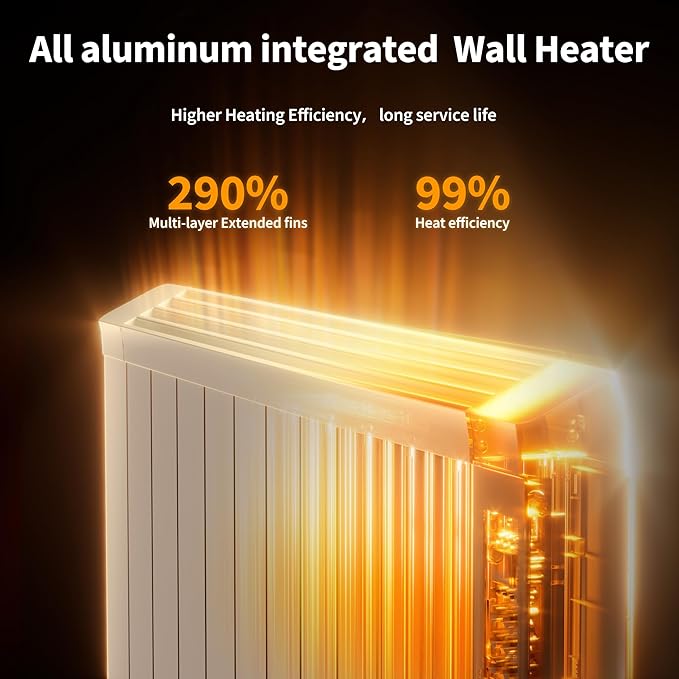 1500w Convection Panel Heater-Portable Electric Heaters, Plug-in Wall Heaters - Image 3