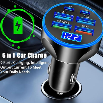 Super Fast Charge USB C Car Phone Charger Adapter 6 in 1 - Image 7