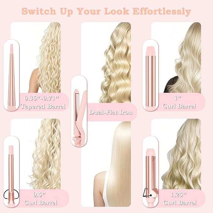 Ufree 5 in 1 Curling Iron with Ceramic Barrels, Curling Wand Set with Flat Iron - Image 2