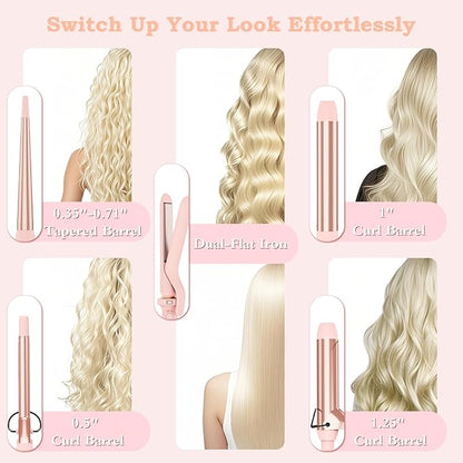 Ufree 5 in 1 Curling Iron with Ceramic Barrels, Curling Wand Set with Flat Iron - Image 2
