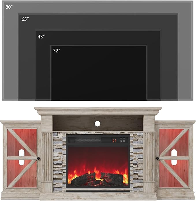 QUW Electric Fireplace TV Stand, Modern TV Console Table - Image 3