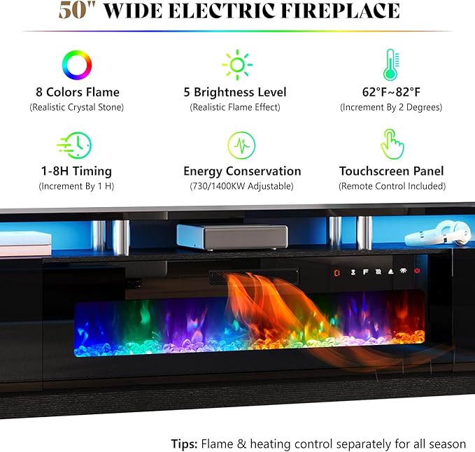 AMERLIFE 90" High Gloss 2 Tier TV Stand - Image 2