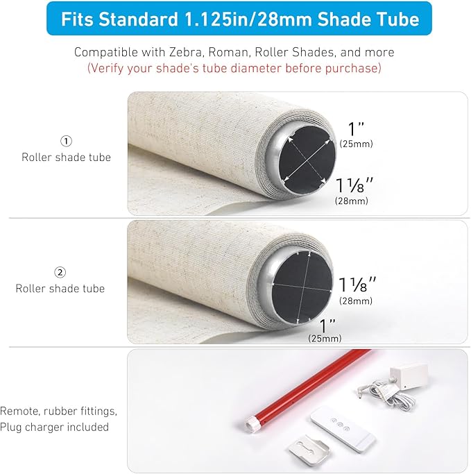 Rollerhouse 28mm Round Tube Battery Roller Shade Motor Kit - Image 3