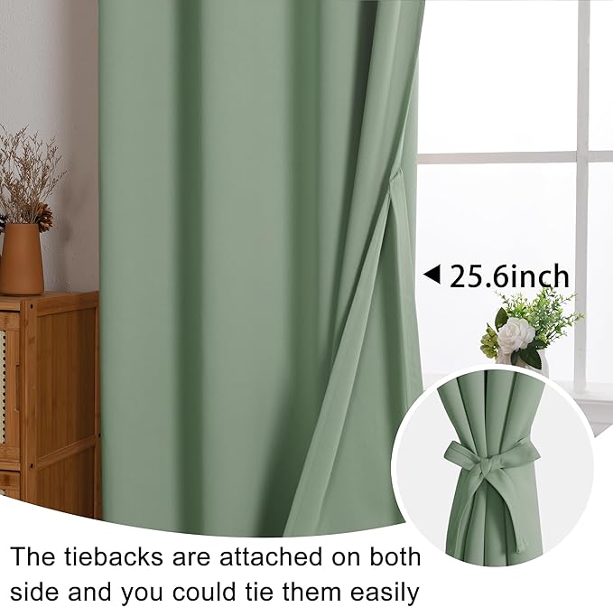 JIUZHEN Light Sage Blackout Curtains - Image 6