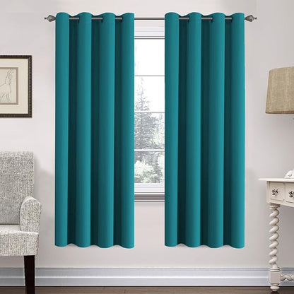 H.VERSAILTEX Solid Turquoise Blue Thermal Insulated Blackout Curtains Nickel by HVERSAILTEX