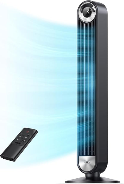 Dreo Tower Fan for Bedroom, Upgraded DC 9 Speeds 25dB Ultra-Quiet Floor Fan by DREO