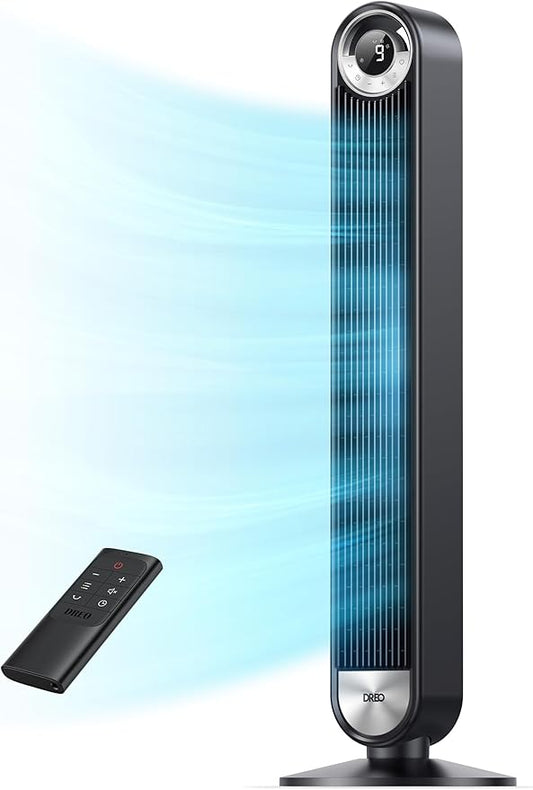 Dreo Tower Fan for Bedroom, Upgraded DC 9 Speeds 25dB Ultra-Quiet Floor Fan by DREO
