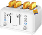 White Toaster 4 Slice, Dual Independent Controls, Extra Wide Slot Toasters by RAMJOY