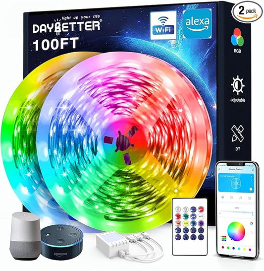 DAYBETTER 100 ft Smart WiFi Led Lights, Led Strip Lights Work by DAYBETTER