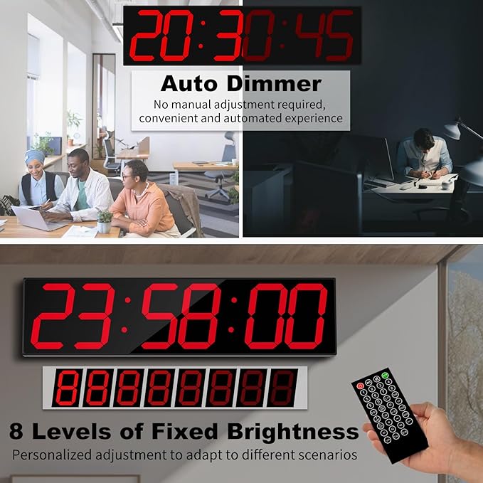 CHKOSDA 28.4''Large Digital Wall Clock, Automic Digital Clock - Image 5