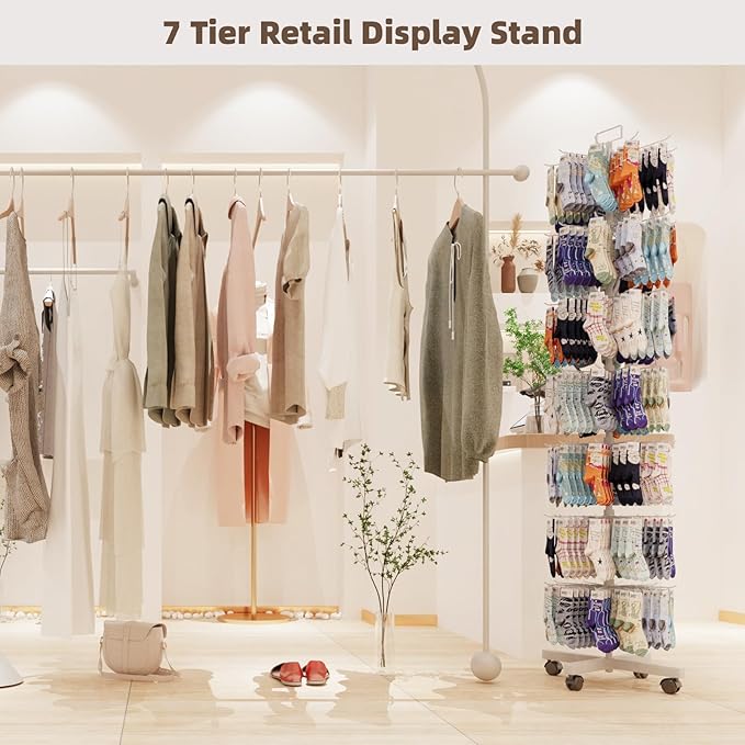 YEOOE Retail Display Racks 7 Tier Spinning Display Stand, Movable Shop Spinner - Image 5