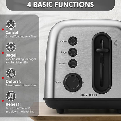 BUYDEEM DT420 2 Slice Toaster, Stainless Steel Toaster - Image 2