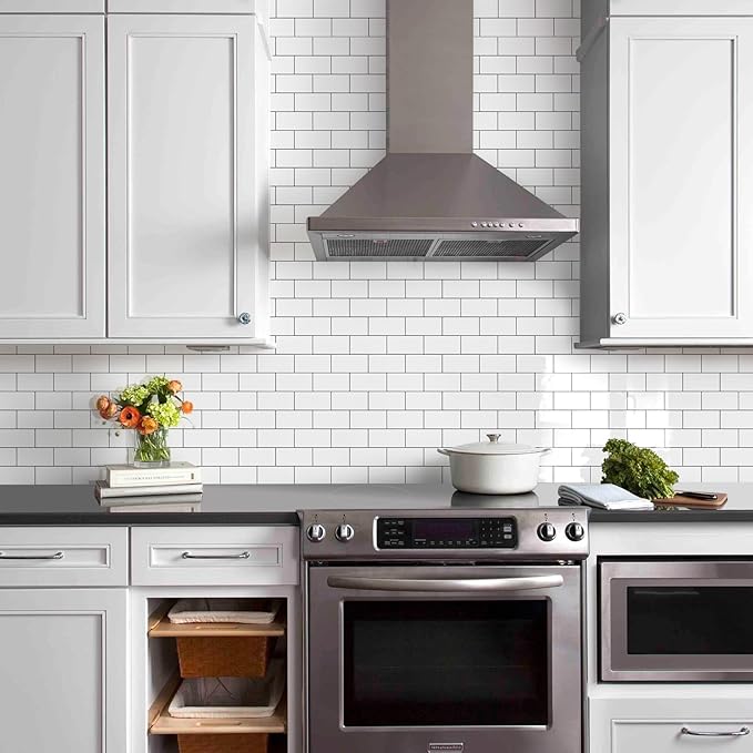 Vamos Tile 100-Piece Glossy Pure White Peel and Stick Backsplash Tile, Stick on - Image 2