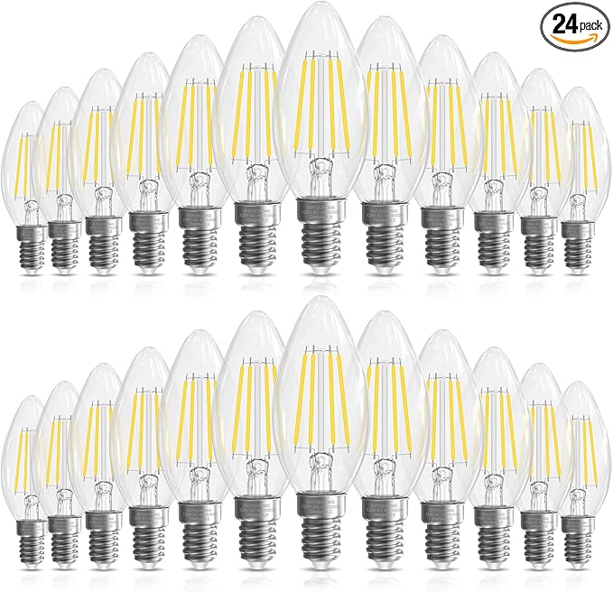 GvvooHome Candelabra Light Bulbs 40 watt Equivalent, Chandelier Light Bulbs by GvvooHome