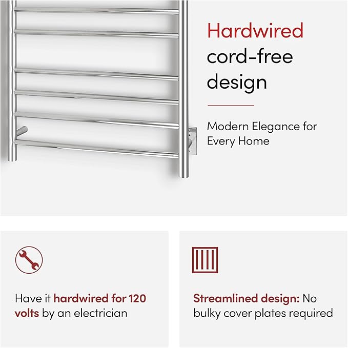 WarmlyYours Malta Heated Towel Rack, 11-Bar Electric Towel Warmer, Hardwired - Image 10