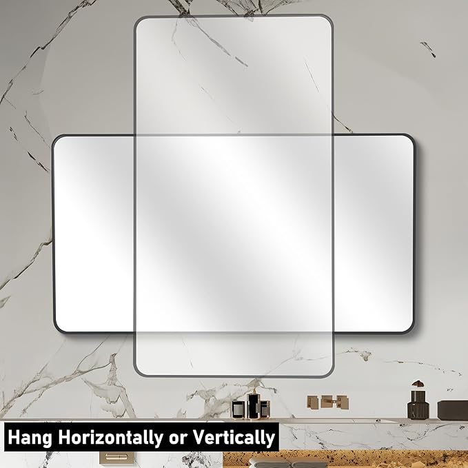 36" x 48"Bathroom Mirror, Matte Black Wall Mirror - Image 5