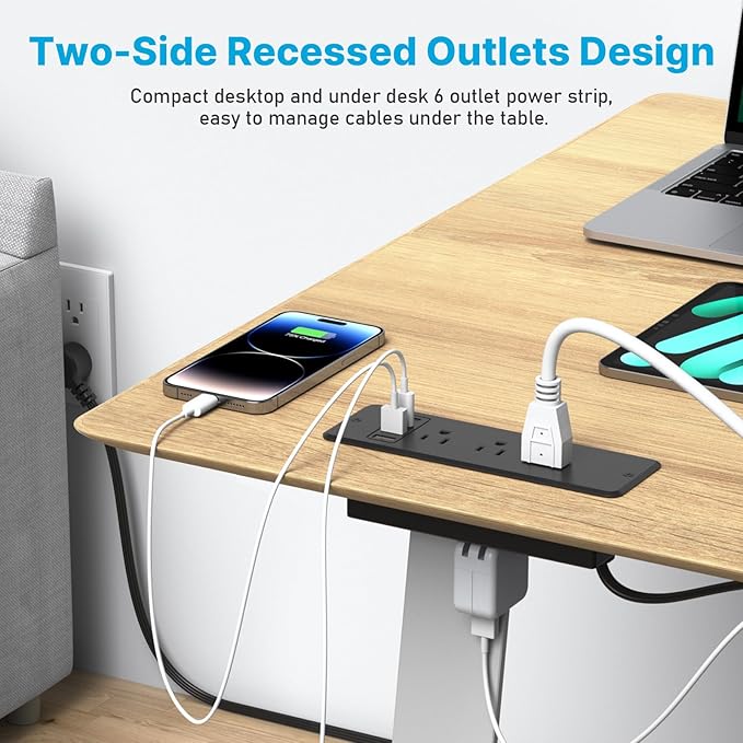 CCCEI 6 Outlets Dual Side Recessed Power Strip - Image 2