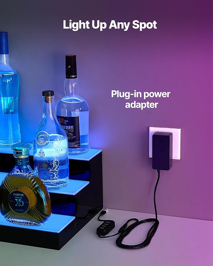 VEVOR LED Lighted Liquor Bottle Display, 3 Tier 70 Inch, Illuminated Home Bar - Image 7