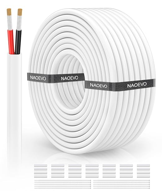 NAOVEO 10 Gauge Wire 2 Conductor Electrical Wire, 10 AWG Stranded PVC Tinned by NAOEVO