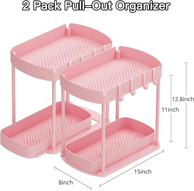 Ukeetap 2 Pack Multi-Purpose Pull-Out Storage Organizers, Under Sink & Cabinet - Image 2
