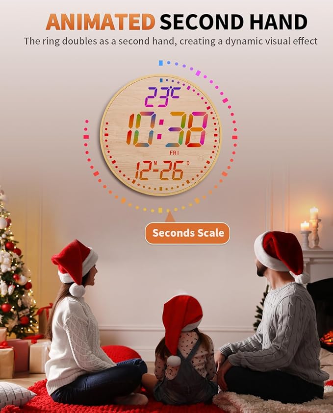 GLOKUUCA 12" Large Digital Wall Mount Clock, Count Down Timer, Big LED - Image 4