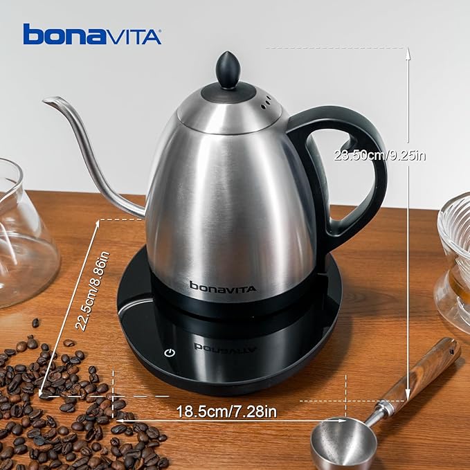 Bonavita Cosmopolitan 1.0L Gooseneck Electric Kettle, Stainless Steel Water - Image 2