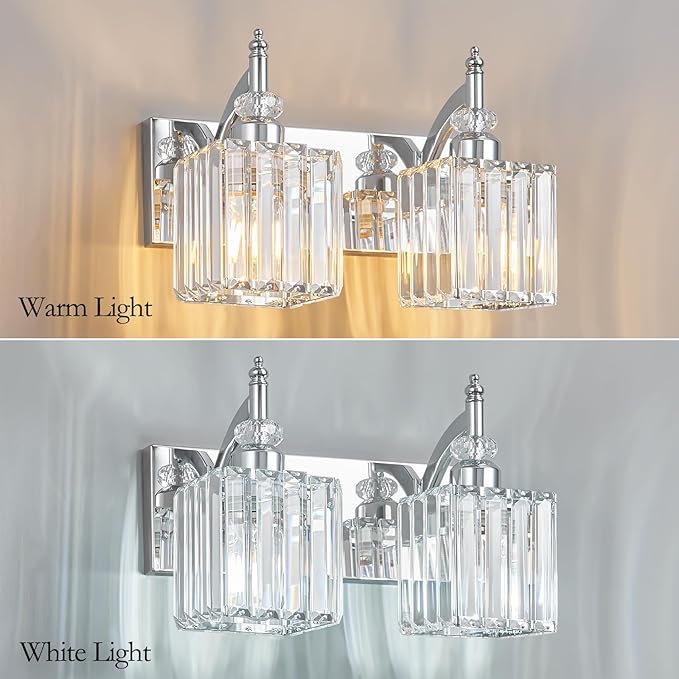 BBLLWJ Modern Bathroom Vanity Light 2-Light Chrome Crystal Light Fixtures Over - Image 2