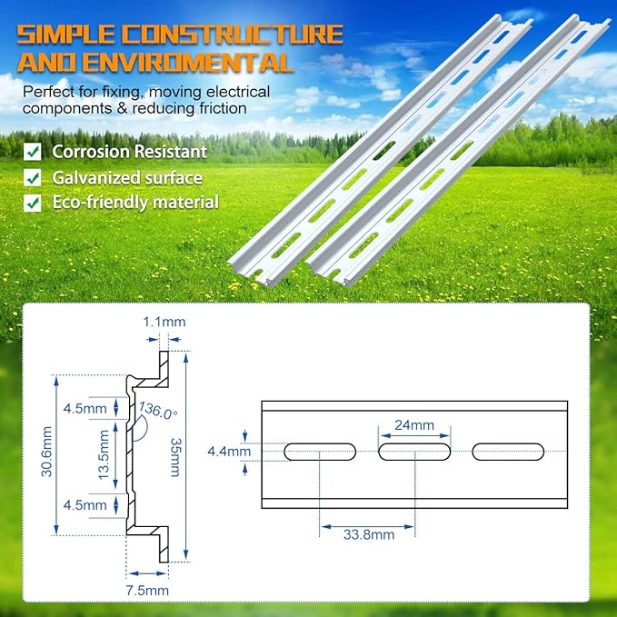 VAMRONE 10 Piece Aluminum DIN Rails, 12 Inches Long, 35mm Wide, 7.5mm High - Image 4