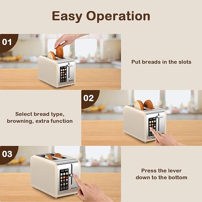 Mecity 2 Slice Touch Screen Toaster, 1.5" Wide Slot, Stainless Steel Smart - Image 6