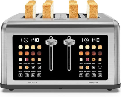 4 Slice Toaster Touch Screen, Stainless Steel Toasters Digital Timer, Dual by Clixane