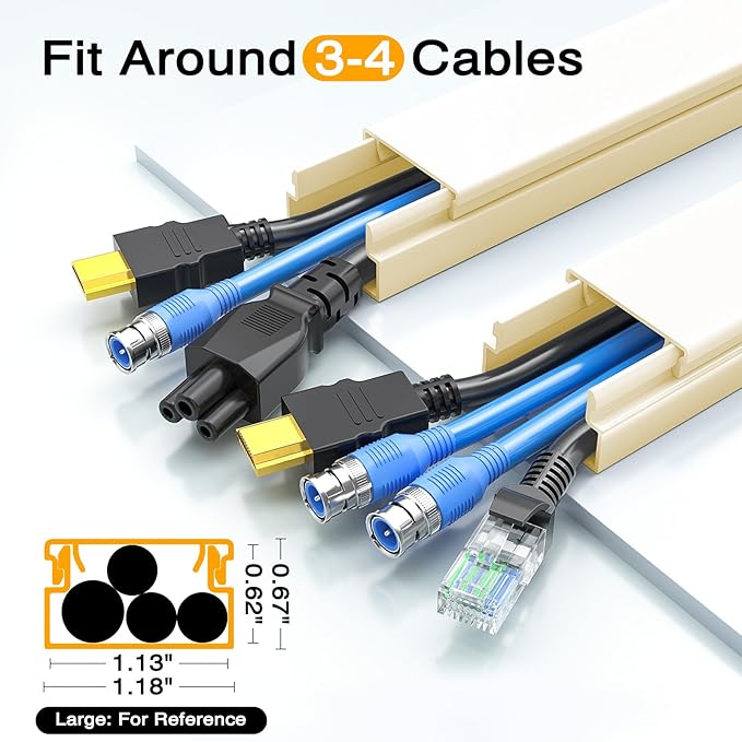 Delamu 157in Cord Hider, Cord Cover Wall Cable Management, Paintable Wire Cover - Image 3