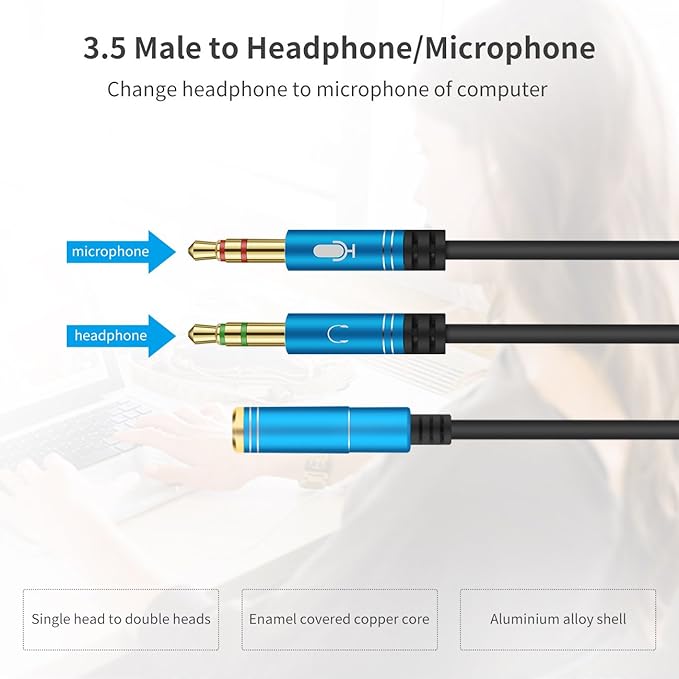 CANFON Headphone Splitter for Computer 3.5mm Female to 2 Dual 3.5mm Male - Image 3