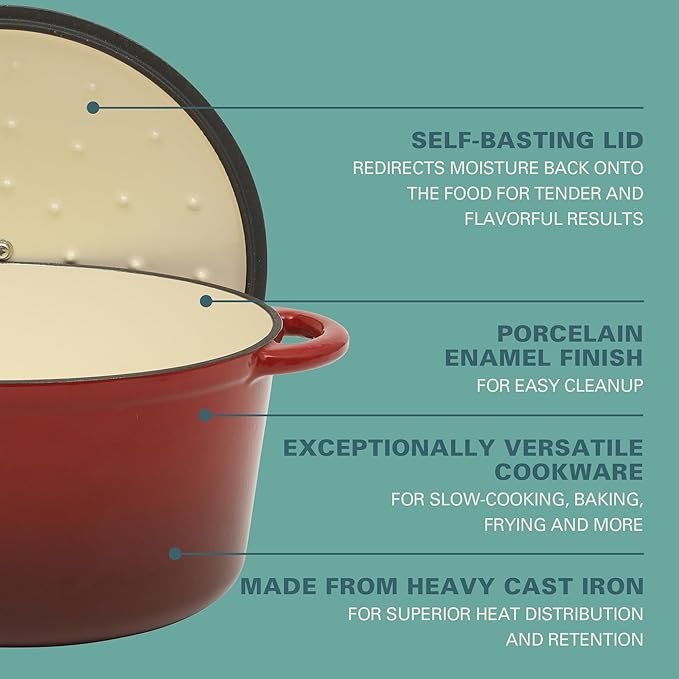 Gibson Home Addlestone 7 Qt Enameled Cast Iron Dutch Oven Pot - Image 3