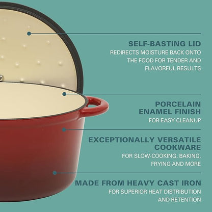 Gibson Home Addlestone 7 Qt Enameled Cast Iron Dutch Oven Pot - Image 3