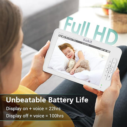 7" 1080P Full HD Video Baby Monitor No WiFi, 100 Hrs 5000mAh Battery Runs 4 Days - Image 3