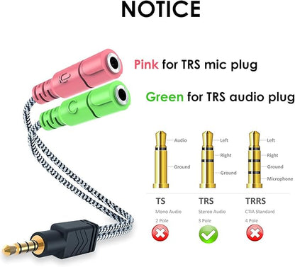 MillSO Headset Adapter, 3.3 Feet 3.5mm Mic and Audio Headphone Splitter CTIA 4 - Image 4