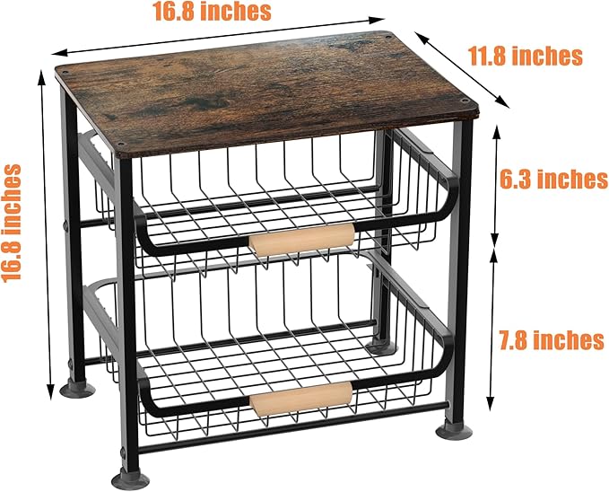 3-layer Kitchen Fruit Storage Basket Snack Rack, Countertop & Desktop Pull-out - Image 3