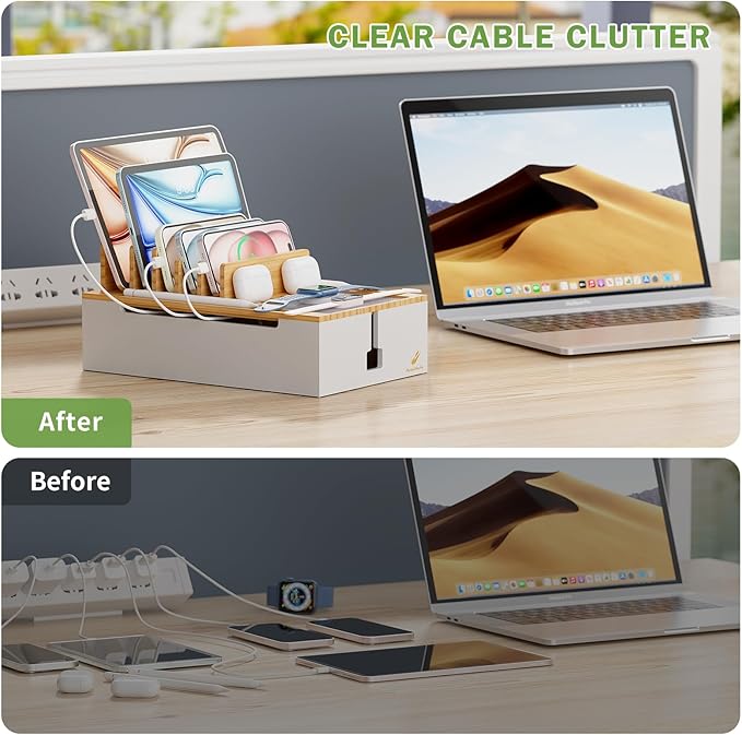 Pezin & Hulin Bamboo Charging Station, Electronic Devices Organizer - Image 6