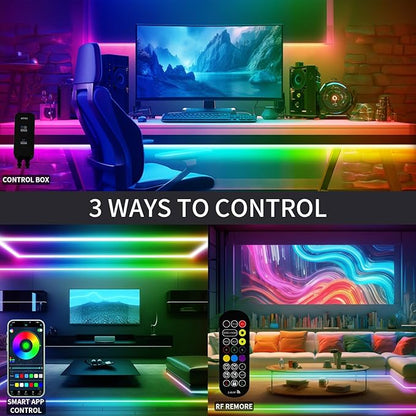 40ft COB RGB+IC LED Strip Lights, Bright Dream Color COB LED Light Strip - Image 4